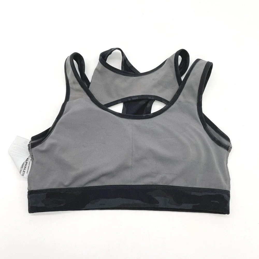 Alphalete Camo Sports Bra Womens Small Double Strap Racerback Athleisure Gym